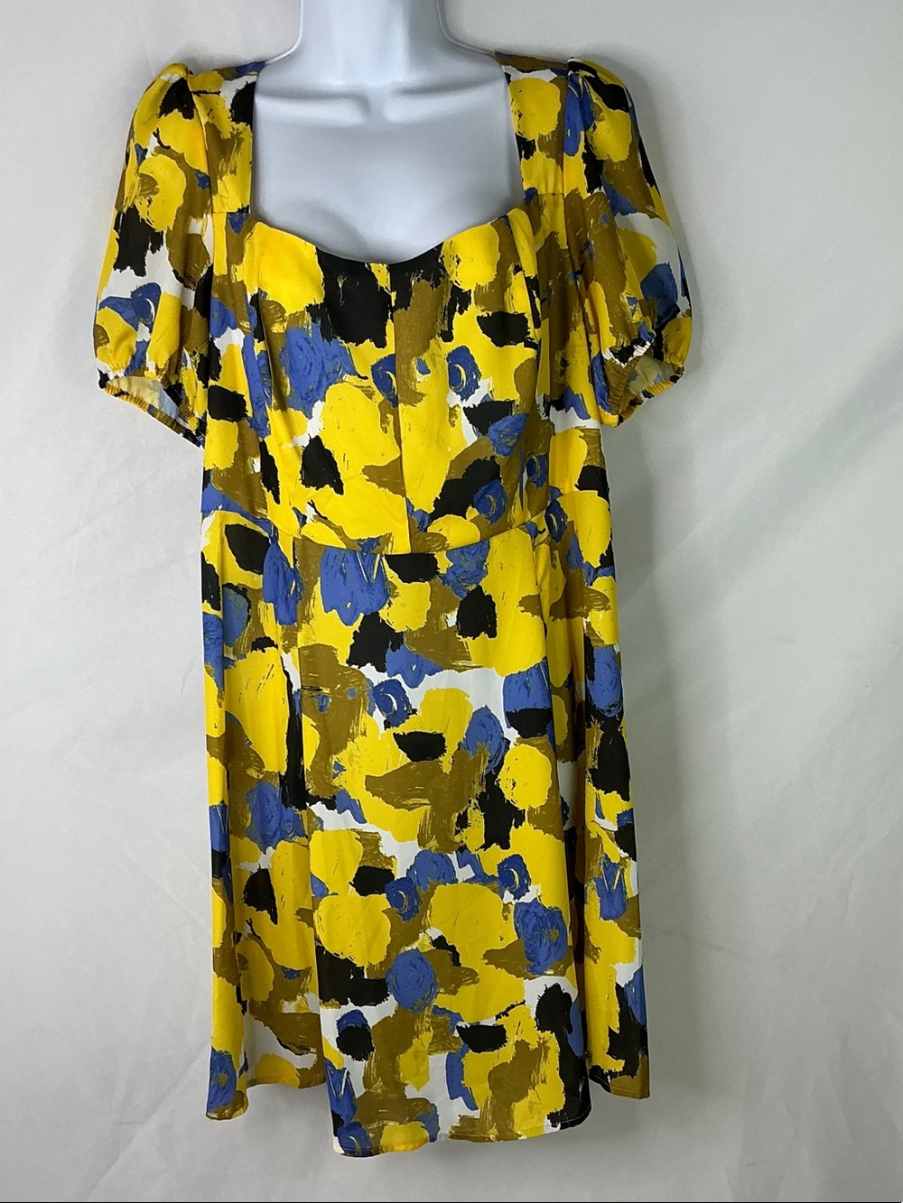 Tiana B. Yellow & Blue Abstract Print Short Dress
